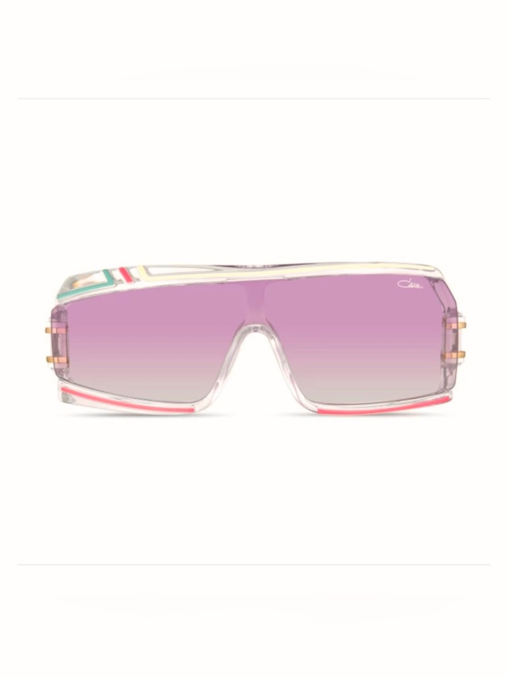 ORIGINAL Vintage Cazal Clear Shield Sunglasses with Pink and Teal Accents